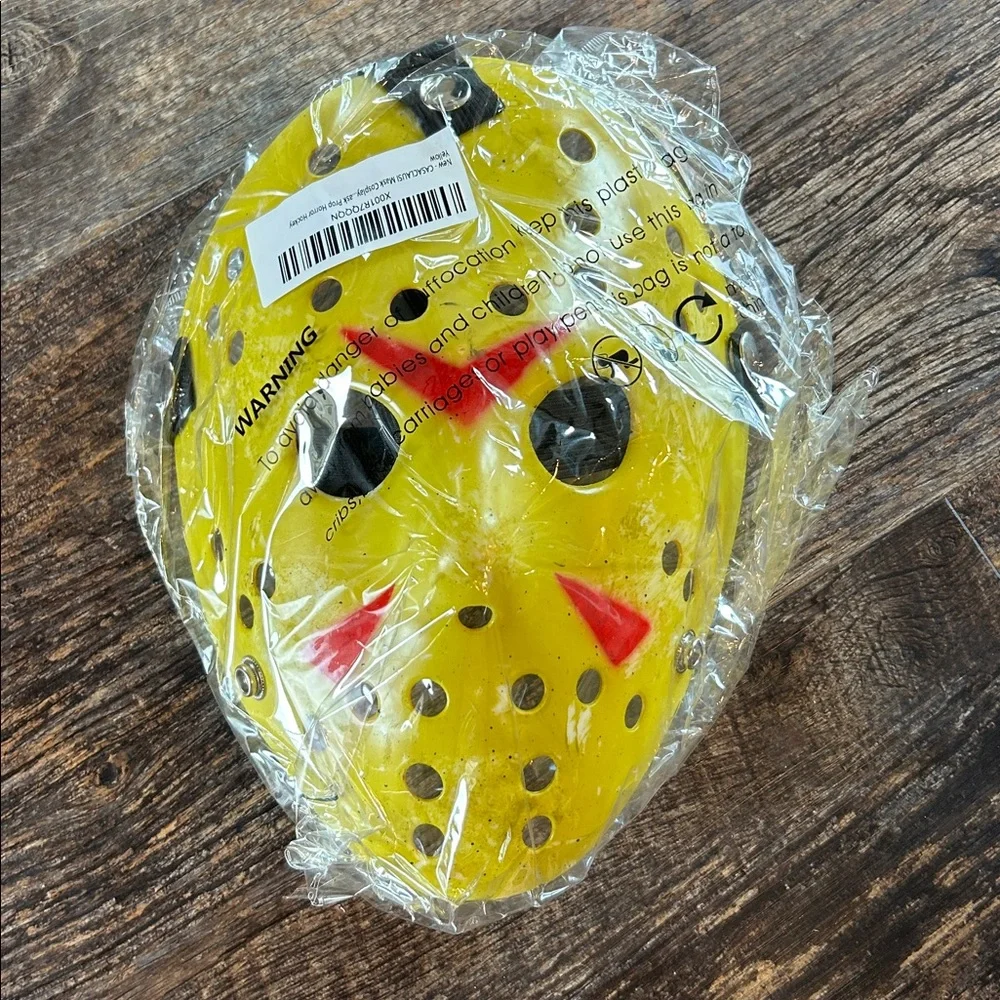 Jason Halloween Horror Movie Hockey Mask with Red Accents Straps in Back